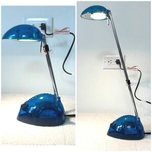 VTG 00s Translucent Blue Telescopic Desk Lamp Y2K Frutiger Aero Task Light Y2K